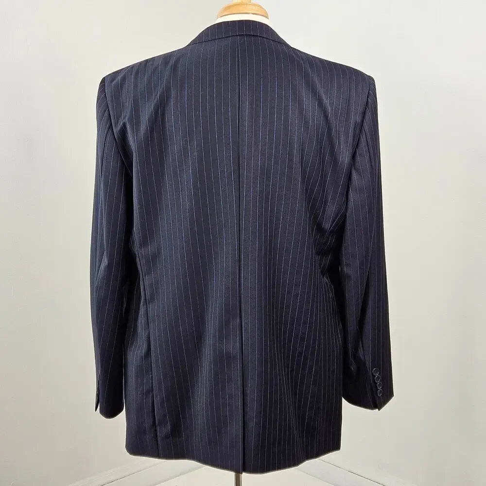 Brooks Brothers Ermenegildo Zegna Wool Blazer Navy Blue Pinstripe | Men's‎ 46 R
